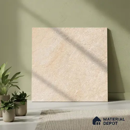 Stone Floor Tile TL 05365 B Strada Perfect Crema 20 inch x 20 inch Vitrified Matte Finish - 12 mm | Suitable for Parking, Balcony, Courtyard, Patio, Terrace | Pattern Alignment May Vary | 2-3 mm Spacer is Mandatory