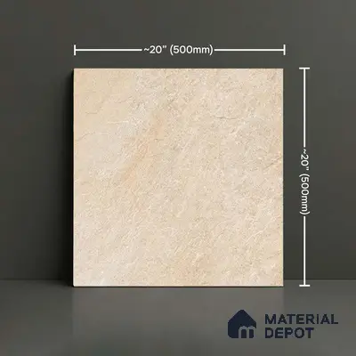 Stone Floor Tile TL 05365 B Strada Perfect Crema 20 inch x 20 inch Vitrified Matte Finish - 12 mm | Suitable for Parking, Balcony, Courtyard, Patio, Terrace | Pattern Alignment May Vary | 2-3 mm Spacer is Mandatory