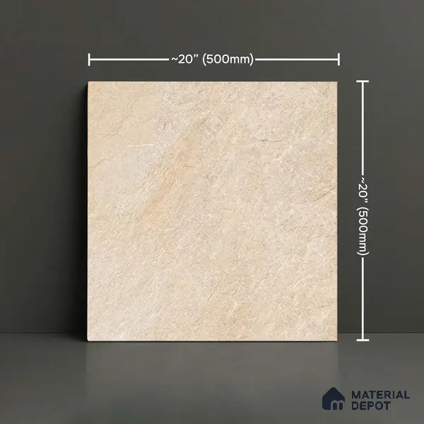 Stone Floor Tile TL 05365 B Strada Perfect Crema 20 inch x 20 inch Vitrified Matte Finish - 12 mm | Suitable for Parking, Balcony, Courtyard, Patio, Terrace | Pattern Alignment May Vary | 2-3 mm Spacer is Mandatory