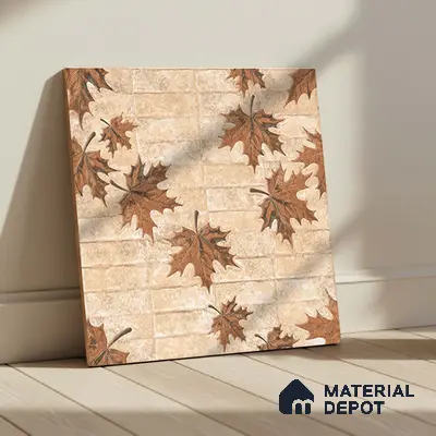 Stone Floor Tile TL 05766 B Strada Umber Leaf 20 inch x 20 inch Vitrified Matte Finish - 12 mm | Suitable for Parking, Balcony, Courtyard, Patio, Terrace | Pattern Alignment May Vary | 2-3 mm Spacer is Mandatory