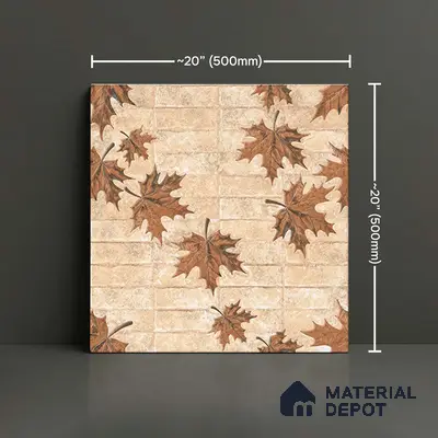Stone Floor Tile TL 05766 B Strada Umber Leaf 20 inch x 20 inch Vitrified Matte Finish - 12 mm | Suitable for Parking, Balcony, Courtyard, Patio, Terrace | Pattern Alignment May Vary | 2-3 mm Spacer is Mandatory