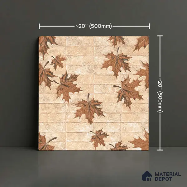 Stone Floor Tile TL 05766 B Strada Umber Leaf 20 inch x 20 inch Vitrified Matte Finish - 12 mm | Suitable for Parking, Balcony, Courtyard, Patio, Terrace | Pattern Alignment May Vary | 2-3 mm Spacer is Mandatory