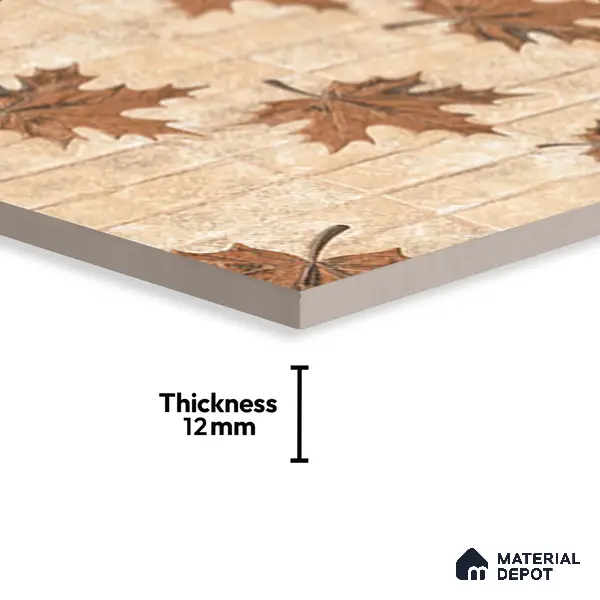 Stone Floor Tile TL 05766 B Strada Umber Leaf 20 inch x 20 inch Vitrified Matte Finish - 12 mm | Suitable for Parking, Balcony, Courtyard, Patio, Terrace | Pattern Alignment May Vary | 2-3 mm Spacer is Mandatory