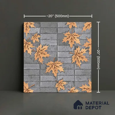 Stone Floor Tile TL 05766 Strada Slate Leaf 20 inch x 20 inch Vitrified Matte Finish - 12 mm | Suitable for Parking, Balcony, Courtyard, Patio, Terrace | Pattern Alignment May Vary | 2-3 mm Spacer is Mandatory