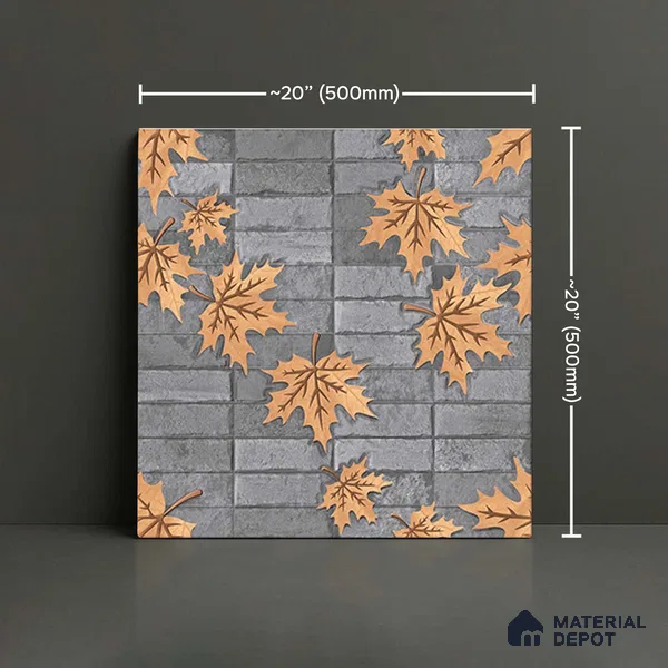 Stone Floor Tile TL 05766 Strada Slate Leaf 20 inch x 20 inch Vitrified Matte Finish - 12 mm | Suitable for Parking, Balcony, Courtyard, Patio, Terrace | Pattern Alignment May Vary | 2-3 mm Spacer is Mandatory