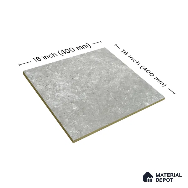 Stone Floor Tile TL 05366 Strada Smoke Sky 16 inch x 16 inch Vitrified Plain Matte Finish - 12 mm | Suitable for Parking, Balcony, Courtyard, Patio, Terrace (Sample)