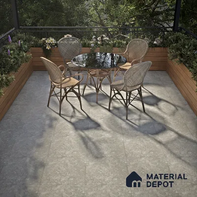 Stone Floor Tile TL 05366 Strada Smoke Sky 16 inch x 16 inch Vitrified Plain Matte Finish - 12 mm | Suitable for Parking, Balcony, Courtyard, Patio, Terrace (Sample)