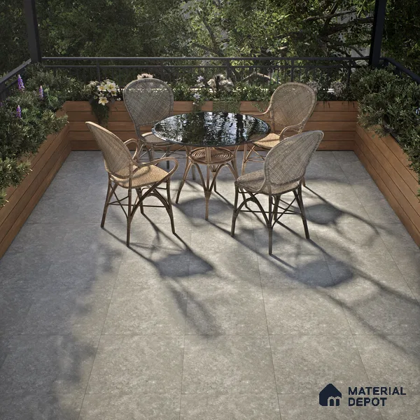 Stone Floor Tile TL 05366 Strada Smoke Sky 16 inch x 16 inch Vitrified Plain Matte Finish - 12 mm | Suitable for Parking, Balcony, Courtyard, Patio, Terrace (Sample)