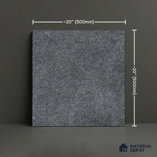 Stone Floor Tile TL 05367 Strada Tars Black 20 inch x 20 inch Vitrified Matte Finish - 12 mm | Suitable for Parking, Balcony, Courtyard, Patio, Terrace | Pattern Alignment May Vary | 2-3 mm Spacer is Mandatory (Sample)