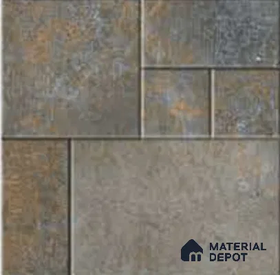 Stone Floor Tile TL 05368 Strada Urban Verde 16 inch x 16 inch Vitrified Punch Matte Finish - 12 mm | Suitable for Parking, Balcony, Courtyard, Patio, Terrace | Pattern Alignment May Vary | 2-3 mm Spacer is Mandatory