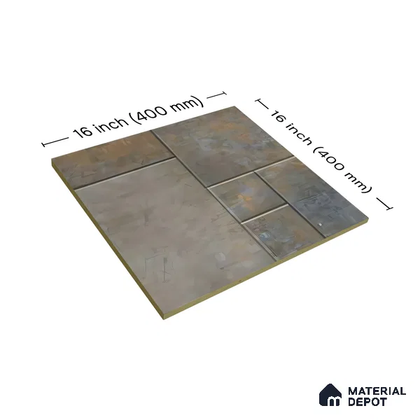 Stone Floor Tile TL 05368 Strada Urban Verde 16 inch x 16 inch Vitrified Punch Matte Finish - 12 mm | Suitable for Parking, Balcony, Courtyard, Patio, Terrace | Pattern Alignment May Vary | 2-3 mm Spacer is Mandatory