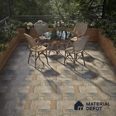 Stone Floor Tile TL 05368 Strada Urban Verde 16 inch x 16 inch Vitrified Punch Matte Finish - 12 mm | Suitable for Parking, Balcony, Courtyard, Patio, Terrace | Pattern Alignment May Vary | 2-3 mm Spacer is Mandatory