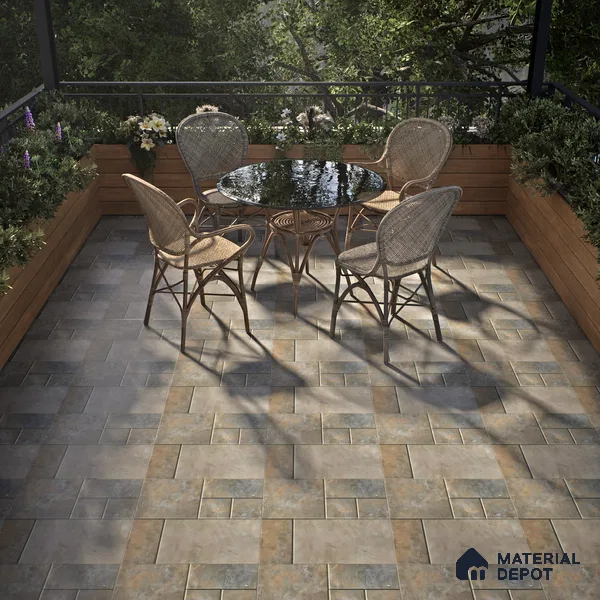 Stone Floor Tile TL 05368 Strada Urban Verde 16 inch x 16 inch Vitrified Punch Matte Finish - 12 mm | Suitable for Parking, Balcony, Courtyard, Patio, Terrace | Pattern Alignment May Vary | 2-3 mm Spacer is Mandatory