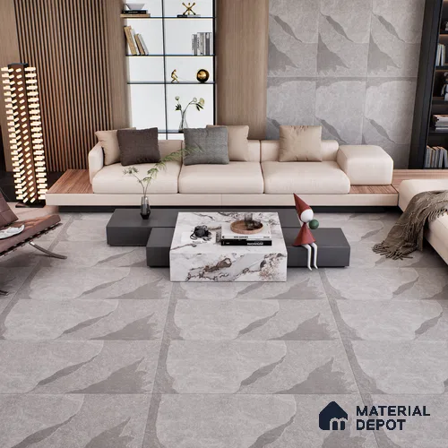 Stone Floor & Wall Tile TL 07153 Forenza Grey 4 ft x 2 ft Matte Finish Vitrified Tile - 9 mm | 4 Random Design | Suitable For living Room, Bedroom, Bathroom