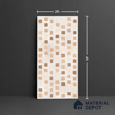 Stone Wall Tile TL 07103 C Capsule Malaga Bianco 4 ft x 2 ft Matte Finish Vitrified Tile - 9 mm | 4 Random Design | Suitable For living Room, Bedroom, Bathroom (Sample)