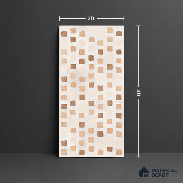Stone Wall Tile TL 07103 C Capsule Malaga Bianco 4 ft x 2 ft Matte Finish Vitrified Tile - 9 mm | 4 Random Design | Suitable For living Room, Bedroom, Bathroom (Sample)