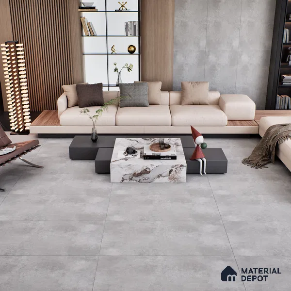 Stone Floor & Wall Tile TL 07104 Malaga LightGrey 4 ft x 2 ft Matte Finish Vitrified Tile - 9 mm | 4 Random Design | Suitable For living Room, Bedroom, Bathroom | Random Designs