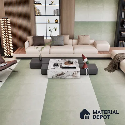 Cement Floor & Wall Tile TL 07112 Skiffar Verde 4 ft x 2 ft Matte Finish Vitrified Tile - 9 mm | 1 Random Design | Suitable For living Room, Bedroom, Bathroom