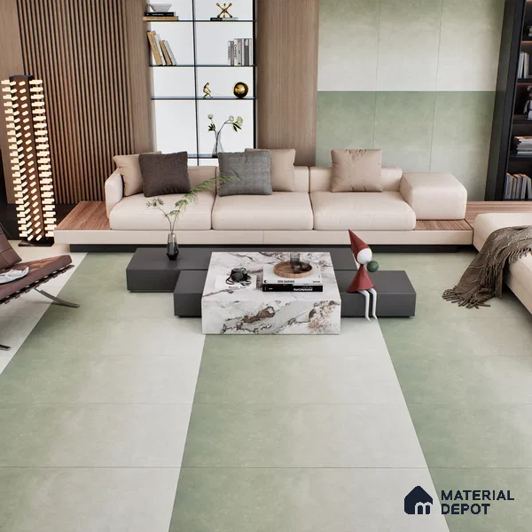 Cement Floor & Wall Tile TL 07112 Skiffar Verde 4 ft x 2 ft Matte Finish Vitrified Tile - 9 mm | 1 Random Design | Suitable For living Room, Bedroom, Bathroom