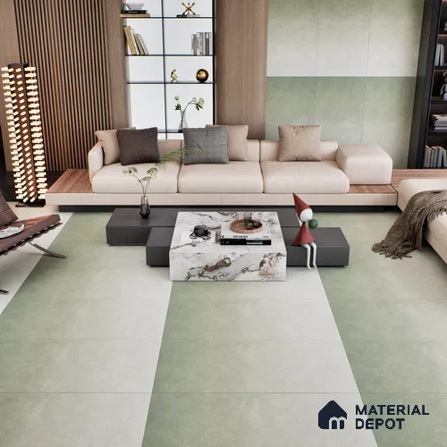 Cement Floor & Wall Tile TL 07112 Skiffar Verde 4 ft x 2 ft Matte Finish Vitrified Tile - 9 mm | 1 Random Design | Suitable For living Room, Bedroom, Bathroom | Random Designs