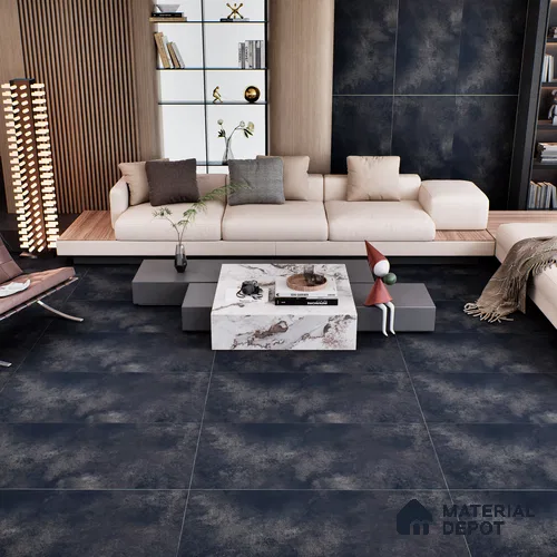 Cement Floor & Wall Tile TL 07105 Malaga Nero 4 ft x 2 ft Matte Finish Vitrified Tile - 9 mm | 4 Random Design | Suitable For living Room, Bedroom, Bathroom | Random Designs