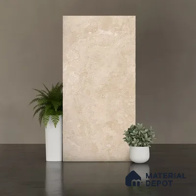 Stone Floor & Wall Tile TL 07085 C Unika Kemberg Camel 4 ft x 2 ft Matte Finish GVT Vitrified Tile - 9 mm | 4 Random Design | Suitable For living Room, Bedroom, Bathroom | Random Designs