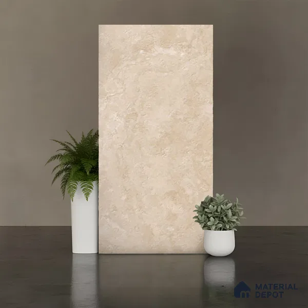 Stone Floor & Wall Tile TL 07085 C Unika Kemberg Camel 4 ft x 2 ft Matte Finish GVT Vitrified Tile - 9 mm | 4 Random Design | Suitable For living Room, Bedroom, Bathroom | Random Designs
