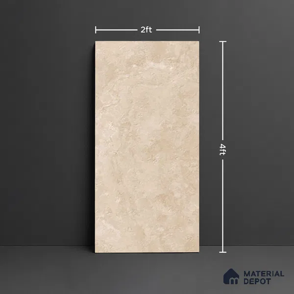 Stone Floor & Wall Tile TL 07085 C Unika Kemberg Camel 4 ft x 2 ft Matte Finish GVT Vitrified Tile - 9 mm | 4 Random Design | Suitable For living Room, Bedroom, Bathroom | Random Designs