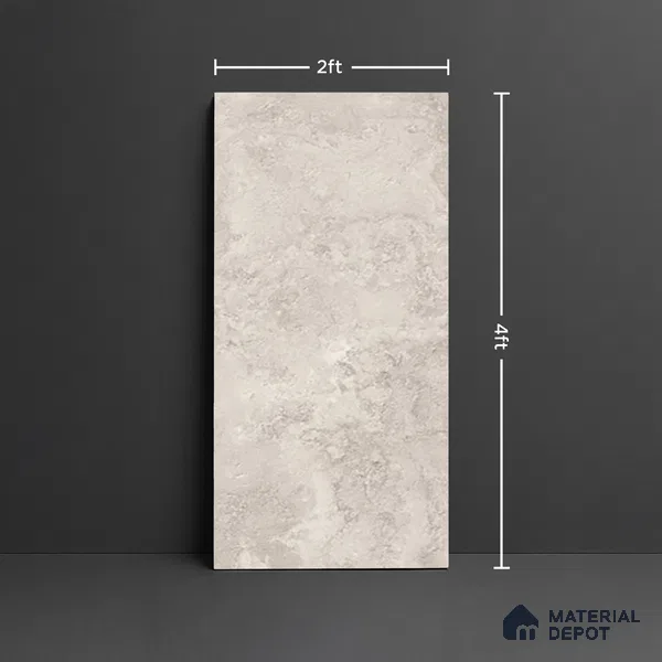 Stone Floor & Wall Tile TL 07085 H Unika Kemberg Bianco 4 ft x 2 ft Matte Finish GVT Vitrified Tile - 9 mm | 4 Random Design | Suitable For living Room, Bedroom, Bathroom | Random Designs