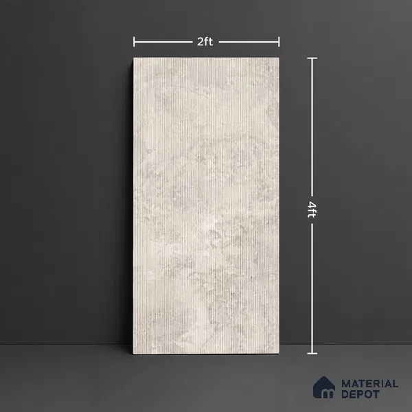 Stone Wall Tile TL 07085 I Liner Kemberg Bianco 4 ft x 2 ft Matte Finish GVT Vitrified Tile - 9 mm | 4 Random Design | Suitable For living Room, Bedroom, Bathroom | Random Designs