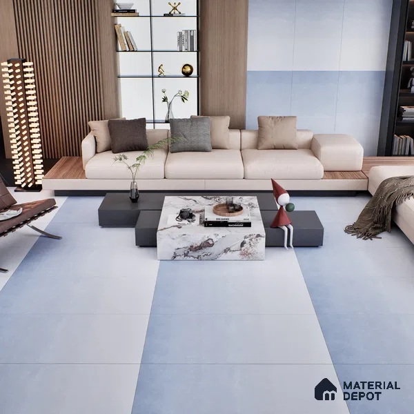 Stone Floor & Wall Tile TL 07110 Skiffar Blue 4 ft x 2 ft Matte Finish Vitrified Tile - 9 mm | 1 Random Design | Suitable For living Room, Bedroom, Bathroom | Random Designs
