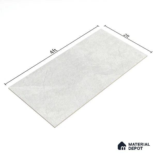 Stone Floor & Wall Tile TL 07082 Canberra Bianco 4 ft x 2 ft Matte Finish Vitrified Tile - 9 mm | 4 Random Design | Suitable For living Room, Bedroom, Bathroom | Random Designs