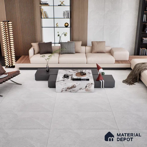 Stone Floor & Wall Tile TL 07082 Canberra Bianco 4 ft x 2 ft Matte Finish Vitrified Tile - 9 mm | 4 Random Design | Suitable For living Room, Bedroom, Bathroom | Random Designs