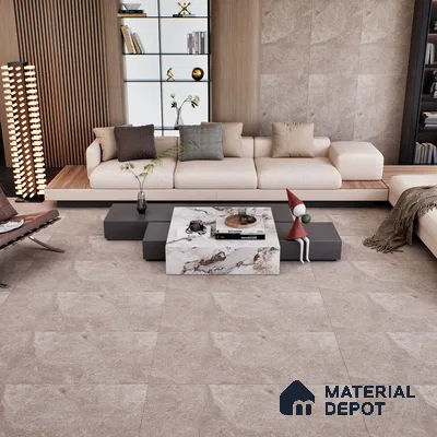 Stone Floor & Wall Tile TL 07084 Canberra Smoke 4 ft x 2 ft Matte Finish Vitrified Tile - 9 mm | 4 Random Design | Suitable For living Room, Bedroom, Bathroom | Random Designs