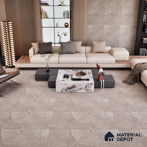 Stone Floor & Wall Tile TL 07084 Canberra Smoke 4 ft x 2 ft Matte Finish Vitrified Tile - 9 mm | 4 Random Design | Suitable For living Room, Bedroom, Bathroom | Random Designs