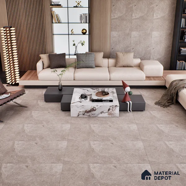 Stone Floor & Wall Tile TL 07084 Canberra Smoke 4 ft x 2 ft Matte Finish Vitrified Tile - 9 mm | 4 Random Design | Suitable For living Room, Bedroom, Bathroom | Random Designs