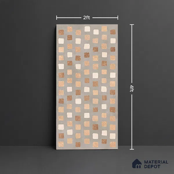 Stone Wall & Floor Tile TL 07089 C Capsule Malaga Sand 4 ft x 2 ft Matte Finish Vitrified Tile - 9 mm | 4 Random Design | Suitable For living Room, Bedroom, Bathroom