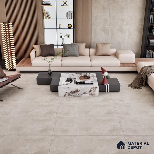 Stone Floor & Wall Tile TL 07089 Malaga Sand 4 ft x 2 ft Matte Finish Vitrified Tile - 9 mm | 4 Random Design | Suitable For living Room, Bedroom, Bathroom | Random Designs