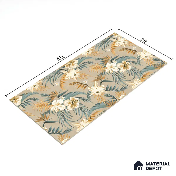 Floral Wall Tile TL 07159 Malaga Sand Decor 4 ft x 2 ft Matte Finish Vitrified Tile - 9 mm | 4 Random Design | Suitable for Bathroom, Accent/Feature Wall, Foyer