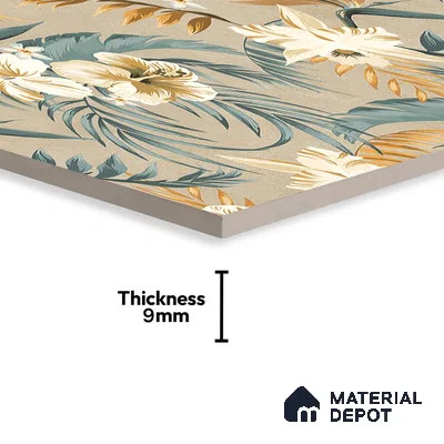 Floral Wall Tile TL 07159 Malaga Sand Decor 4 ft x 2 ft Matte Finish Vitrified Tile - 9 mm | 4 Random Design | Suitable for Bathroom, Accent/Feature Wall, Foyer