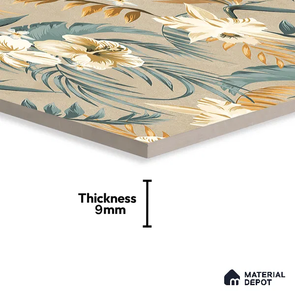Floral Wall Tile TL 07159 Malaga Sand Decor 4 ft x 2 ft Matte Finish Vitrified Tile - 9 mm | 4 Random Design | Suitable for Bathroom, Accent/Feature Wall, Foyer