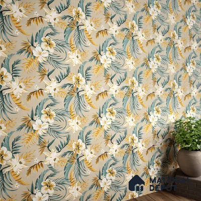 Floral Wall Tile TL 07159 Malaga Sand Decor 4 ft x 2 ft Matte Finish Vitrified Tile - 9 mm | 4 Random Design | Suitable for Bathroom, Accent/Feature Wall, Foyer