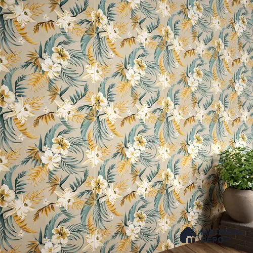 Floral Wall Tile TL 07159 Malaga Sand Decor 4 ft x 2 ft Matte Finish Vitrified Tile - 9 mm | 4 Random Design | Suitable For living Room, Bedroom, Bathroom