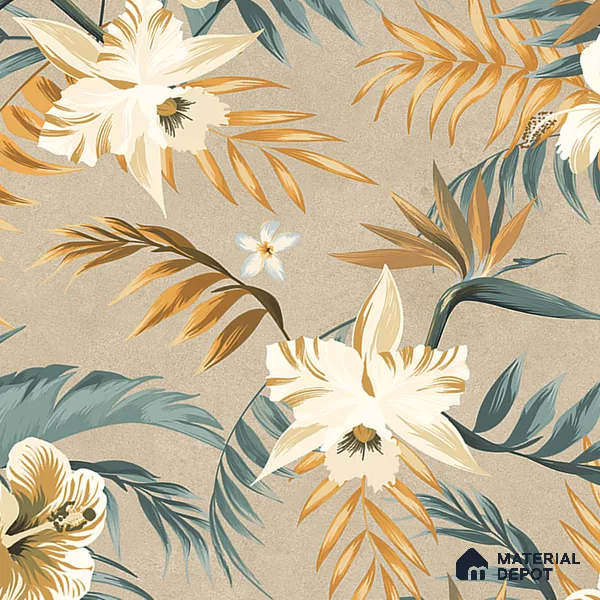 Floral Wall Tile TL 07159 Malaga Sand Decor 4 ft x 2 ft Matte Finish Vitrified Tile - 9 mm | 4 Random Design | Suitable for Bathroom, Accent/Feature Wall, Foyer