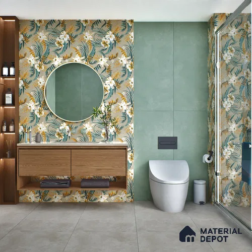 Floral Wall Tile TL 07159 Malaga Sand Decor 4 ft x 2 ft Matte Finish Vitrified Tile - 9 mm | 4 Random Design | Suitable for Bathroom, Accent/Feature Wall, Foyer