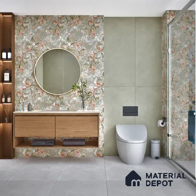 Floral Wall Tile TL 07156 Evolution Pista Decor 4 ft x 2 ft Matte Finish Vitrified Tile - 9 mm | 4 Random Design | Suitable For Living Room, Bedroom, Bathroom (Sample)