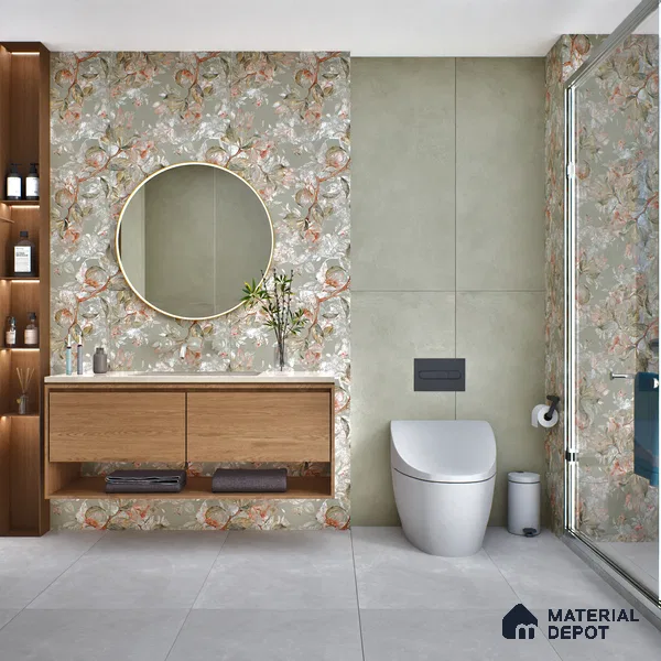 Floral Wall Tile TL 07156 Evolution Pista Decor 4 ft x 2 ft Matte Finish Vitrified Tile - 9 mm | 4 Random Design | Suitable For Living Room, Bedroom, Bathroom (Sample)