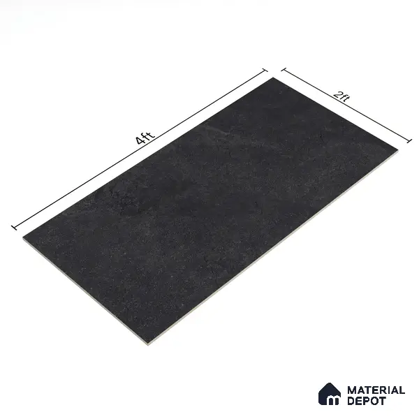 Stone Floor & Wall Tile TL 07083 Canberra Nero 4 ft x 2 ft Matte Finish Vitrified Tile - 9 mm | 4 Random Design | Suitable For living Room, Bedroom, Bathroom