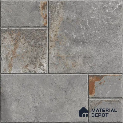 Grey Stone Floor Tile TL 10277  Verona Grey 16 inch x 16 inch Vitrified Carving Matte Finish - 12 mm | Pattern Alignment May Vary | 2-3 mm Spacer is Mandatory