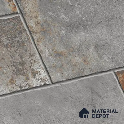 Grey Stone Floor Tile TL 10277  Verona Grey 16 inch x 16 inch Vitrified Carving Matte Finish - 12 mm | Pattern Alignment May Vary | 2-3 mm Spacer is Mandatory